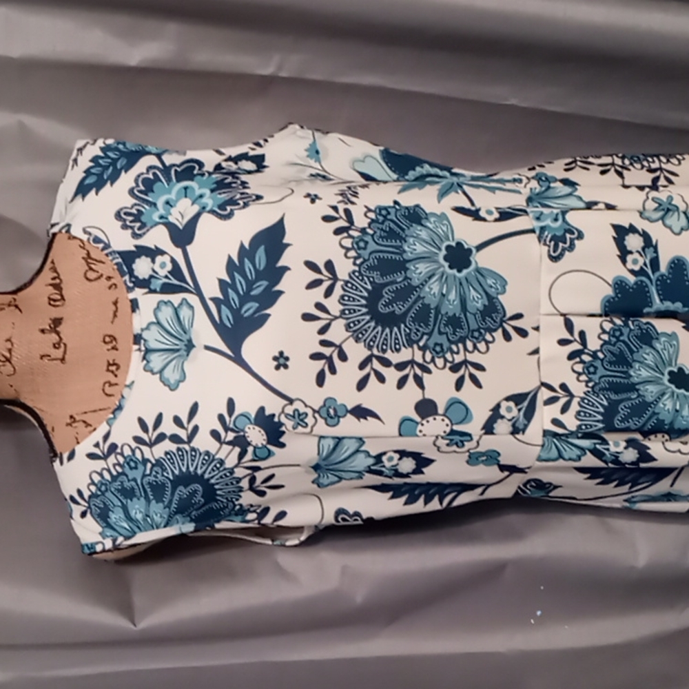 Donated- White & blue floral dress "Lily"